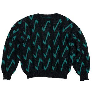 Sundazed (Germany) Vintage Intarsia Band Slub Yarn Lambswool Jumper : L